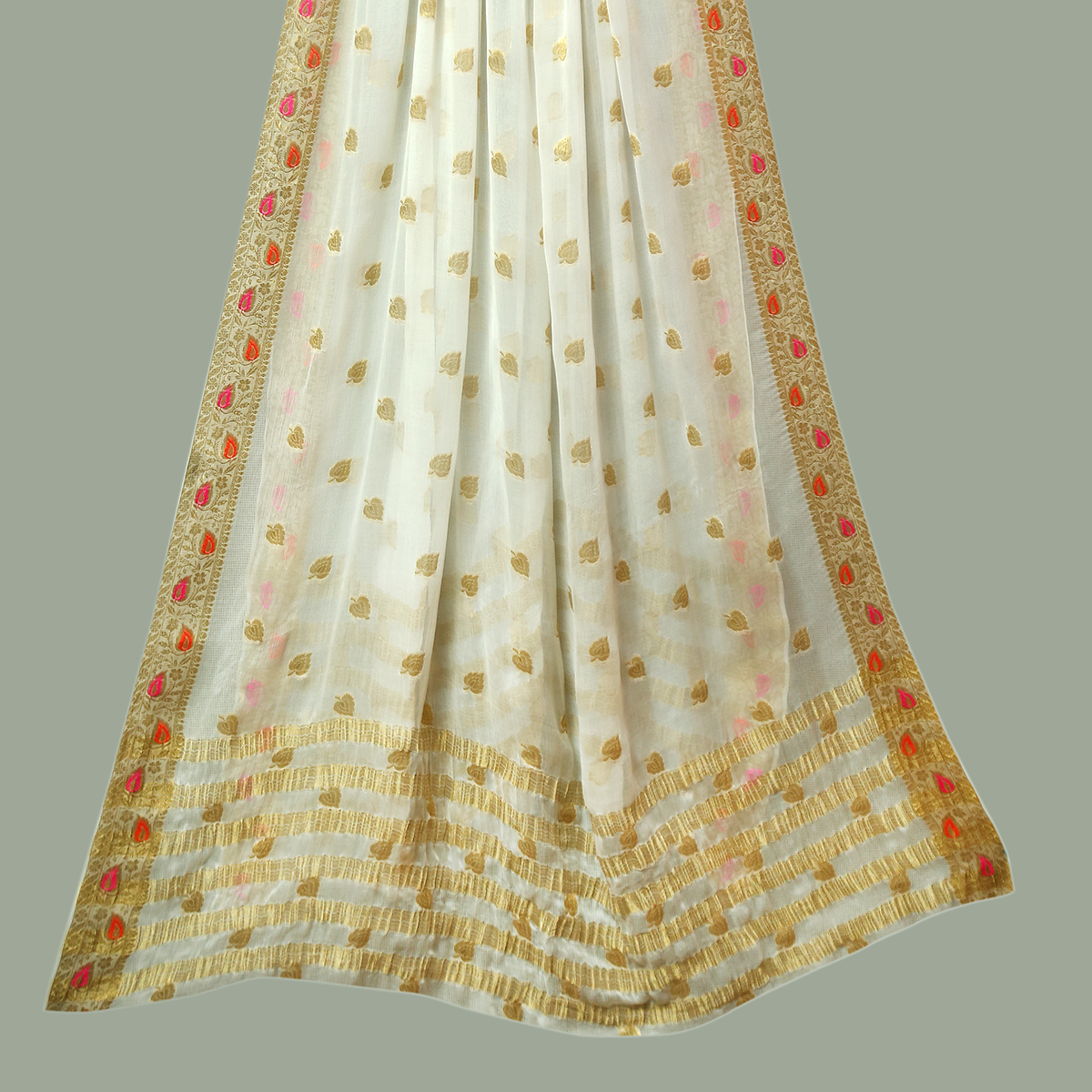 Pure Bemberg Crinkle Dupatta-MDWH0002039