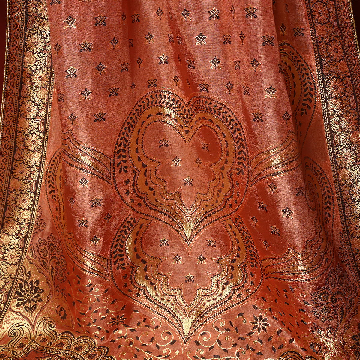 FBDY0002891-Matka Silk Zari Jacq Black Gold - Tasneem Fabrics