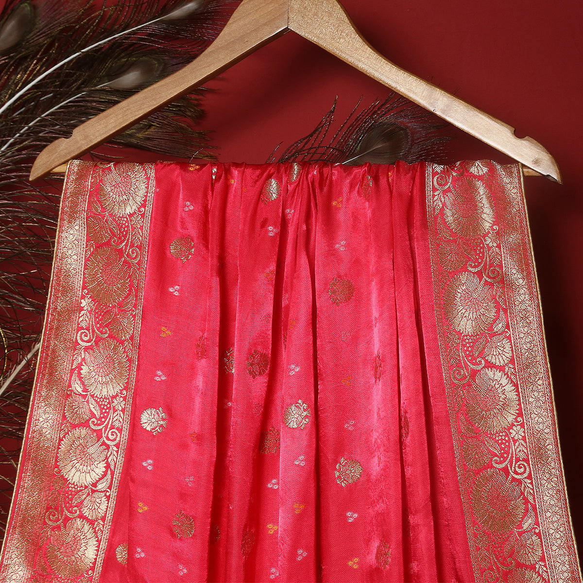 FBDY0002523-Pure Gaji Silk Jacq. Bandhni - Tasneem Fabrics