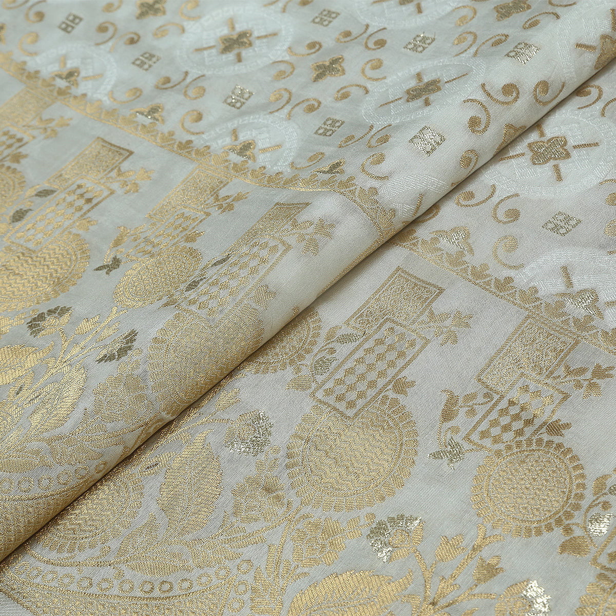 Plain Raw Silk Self Zari Jacquard-FBWH0001681 - Tasneem Fabrics